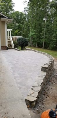 Walkway and retaining wall