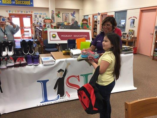 Presentation of Shoes, Backpacks, and School Supplies to Laredo ISD Students at Kawas Elementary.