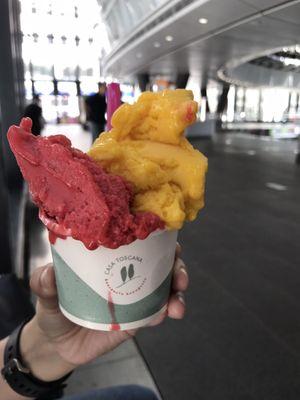 Raspberry and mango gelato monster!