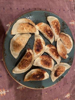 Cooked homemade potstickers