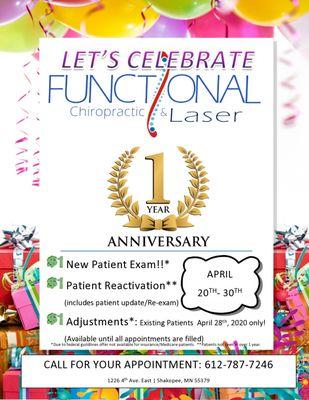 Every year we do something kinda crazy!  For the first year we are offering $1 New Patient exams!