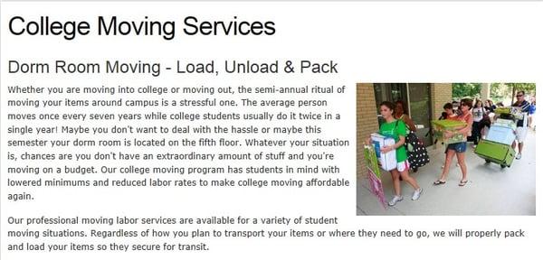 Great student moving rates!