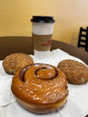 Cinnamon Roll and Caramel Latte