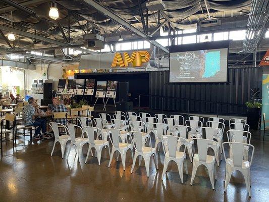 Seating area in the AMP building