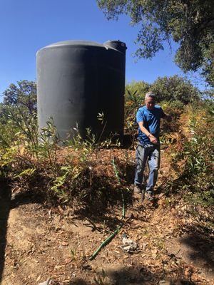 Water tank on top of the mountain