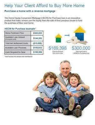 Buy a new home with a reverse mortgage, make no mortgage payments just like if you bought for cash.