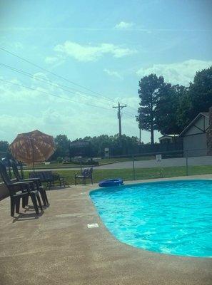 A typical day at Bennett Springs Inn. 
You can set under the tiki umbrella or lay out on our new patio furniture.