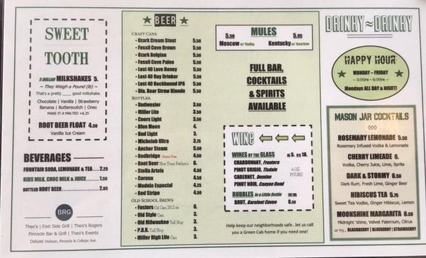 Menu back.