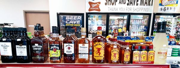 Different sizes of liquor we carry