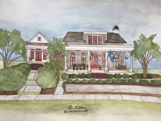 Custom Home Watercolor Illustration