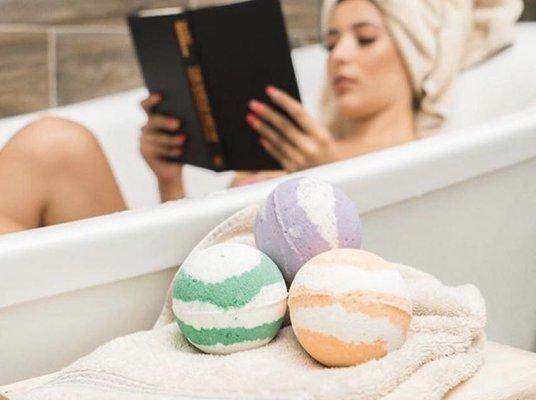 Living CBD Bath Bombs, 60mg CBD $14. Available in Lavender, Coconut Lime, Eucalyptus, and Amber Bergamot