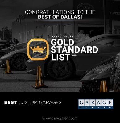 Park Up Front named Garage Living "Best In Custom Garages 2019-2020"