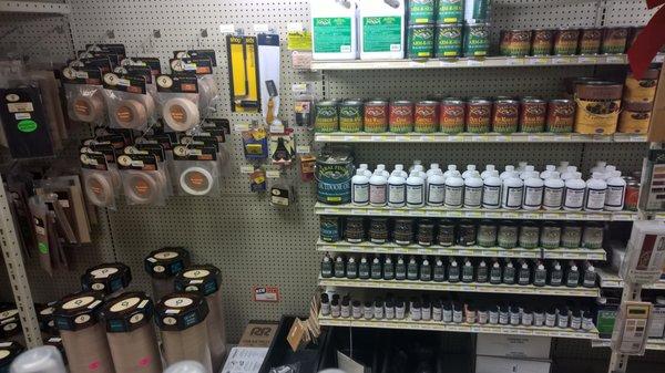 We have finishing supplies from dyes to oils