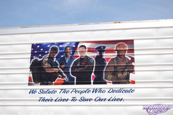 American Gratitude Decals on Trailer