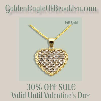 14k Two-Tone Gold Diamond-Cut Heart Pendant