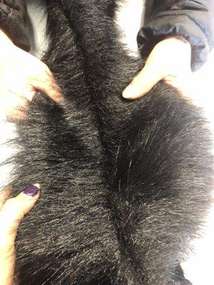 The owner ruined my fur hood so she replaced it with this fake fur crap!!