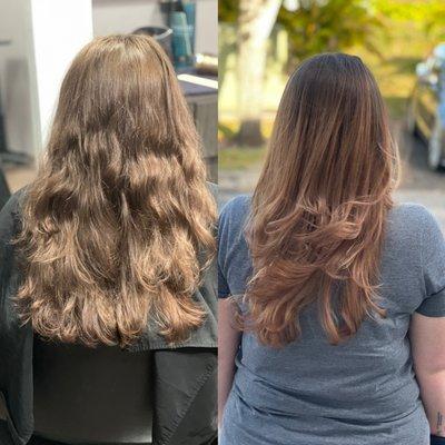 Before and After - Balayage Ombre by Stephanie Hope from Mandala Hair Studio Coral Springs