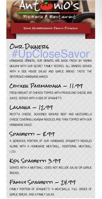 Dinners from website 8/2022 #UpCloseSavor