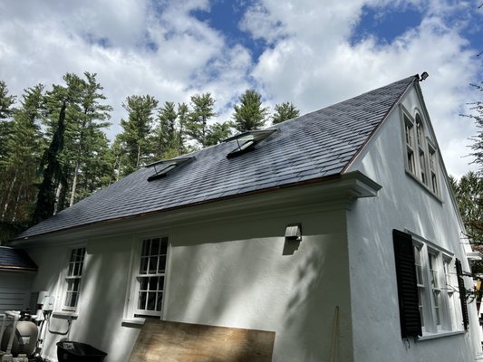 Stockbridge Massachusetts roof job (eco star synthetic slate shingles )