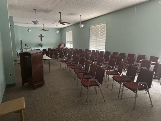 One of our many classrooms set up for a presentation.  We love hosting outside groups to use our historic space.