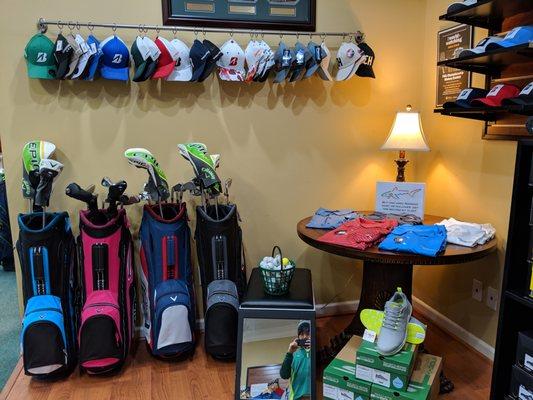 Inside the golf shop.