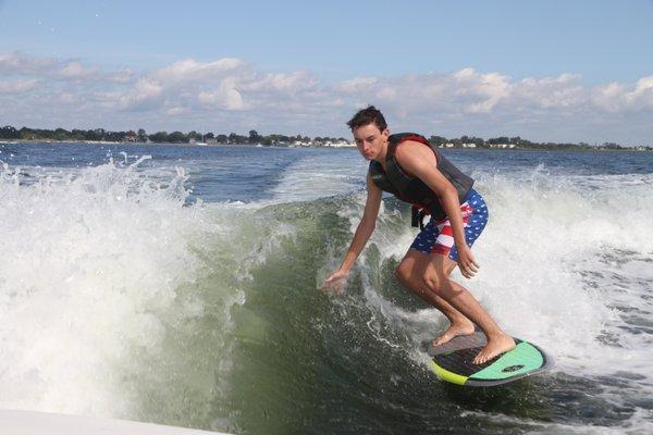 Wakesurfing in Oyster Bay