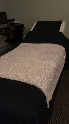 We have a supportive wedge pillow for regular and prenatal clients for comfort throughout you massage.