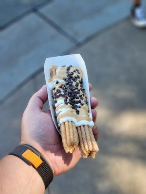 Marshmallow, peanut butter and chocolate chip churro