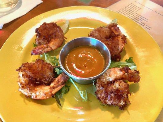 $14 Coconut shrimp appetizer.  Only 4 pieces, not jumbo, and not amazing.  Pass.