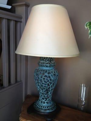 Verdigris brass lamp