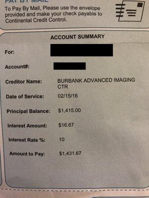 Did not submit in a timely manner to my insurance, took the blame a dozen times on the phone, and sent me to collections a year later.