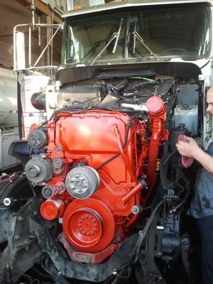 Almost finished heavy duty engine replacement.