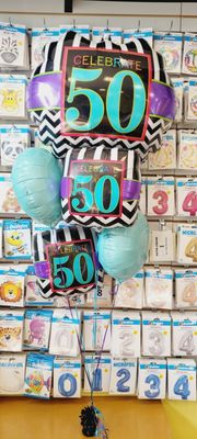 Happy 50th Birthday  5 Balloon Bouquet with Balloon Weight $27.49