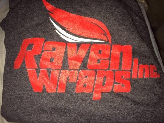 Our Raven wraps shirts they printed for us! This is the softest shirt I've ever owned!