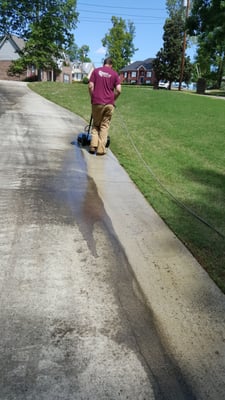 Pressure washing after a landscape installation. We always want to leave your home or business cleaner than we found it.