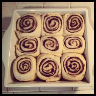 Cinnamon Buns ready for the oven.