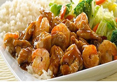 chicken and shrimp teriyaki with rice