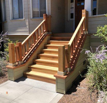 FRONT PORCH WOODEN STAIRS & RAILS