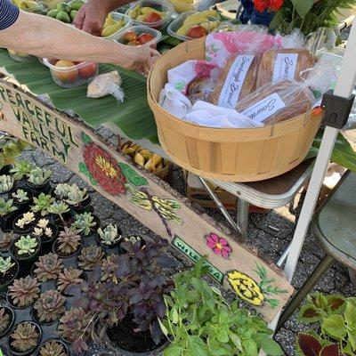 Vegetables, salad, honey, sourdough, plants