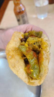 "Puri Taco" assembled with the Mini Thali food  03-18-2023