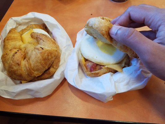 Bacon egg cheese on a croissant