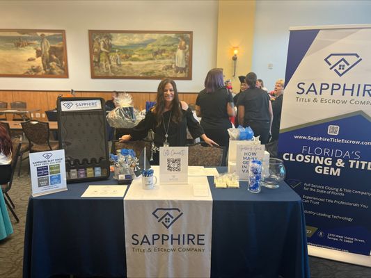 Sapphire Title & Escrow Co. manager Rachelle Marcello at 2023 Greater Tampa Realtors Affiliate Tradeshow!