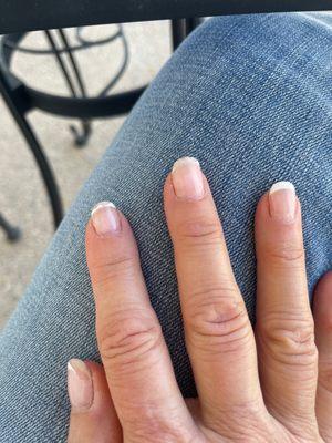 Dipping powder French manicure.