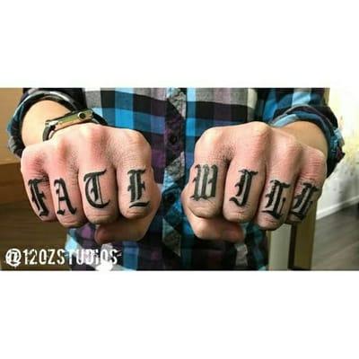 FATE and WILL knuckle tattoos by Tami Rose.