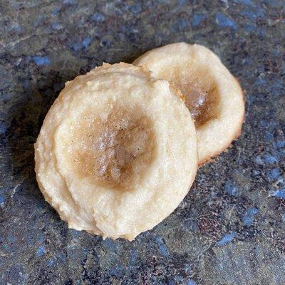 Tea Time Cookies! Crackling cinnamon and rose syrup covering a soft lemon cookie make this a perfect sweet treat.