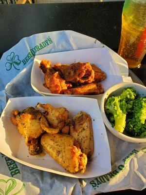 Wings and side of broccoli