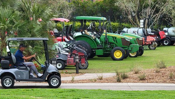 Pedraig Harrington in his golf cart