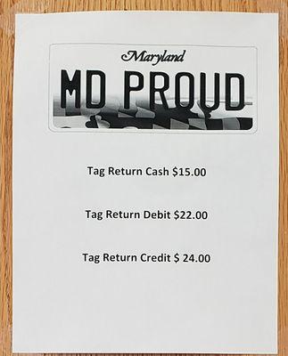 Tag return payment costs