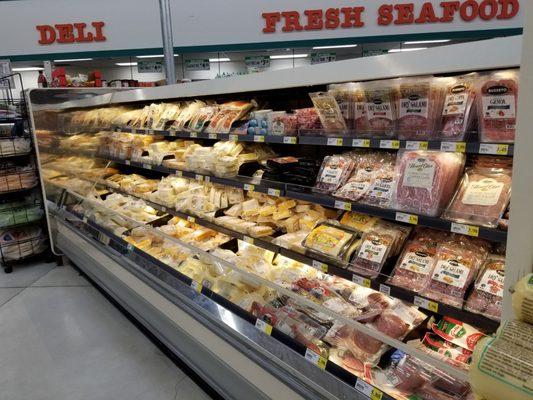 Large selection cheese and cured meats