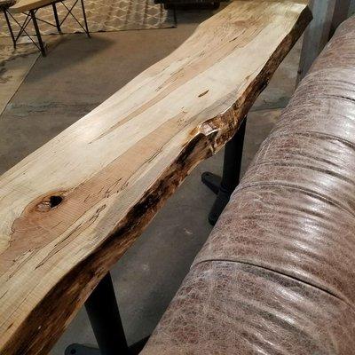 Custom made spalted maple live edge table on salvaged industrial legs